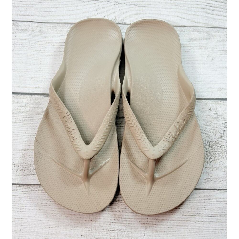 Archies Unisex Flip Flop Sandals Arch Support Comfort Taupe Women’s-8 Men's-7 - Picture 3 of 4